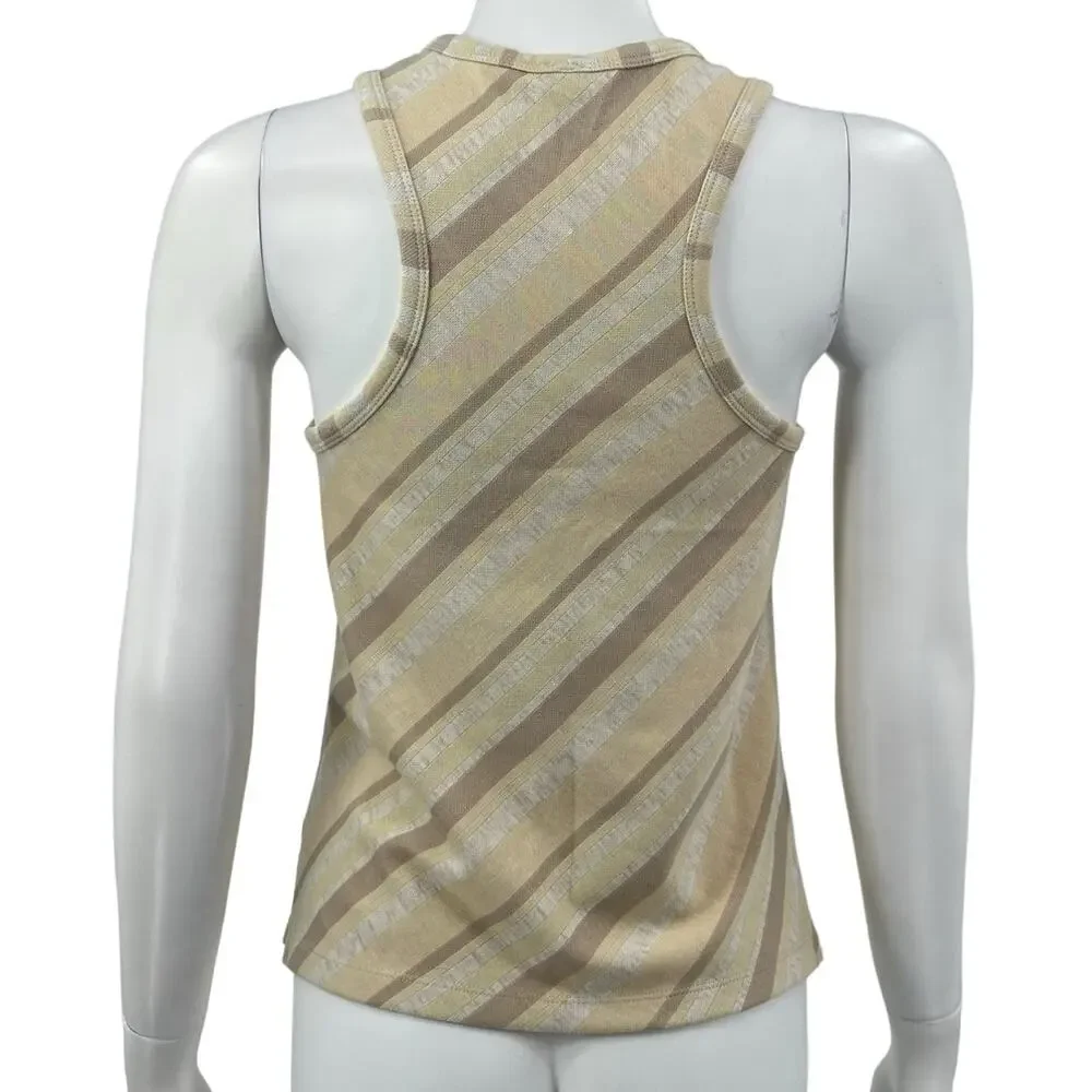 Free‎ People Top Womens Small Sidelines Tank Ivory Stripe Racerback Summer Beach